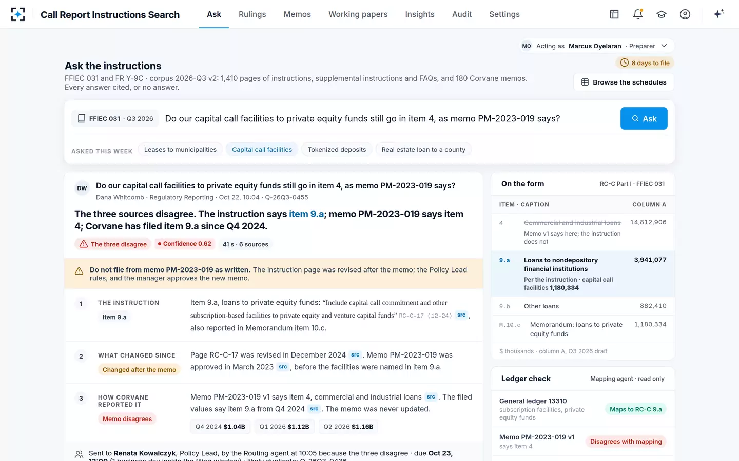 Call Report Instructions Search — When the sources disagree