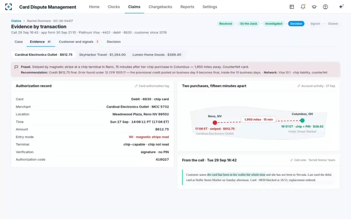 Card Dispute Management — Authorization evidence