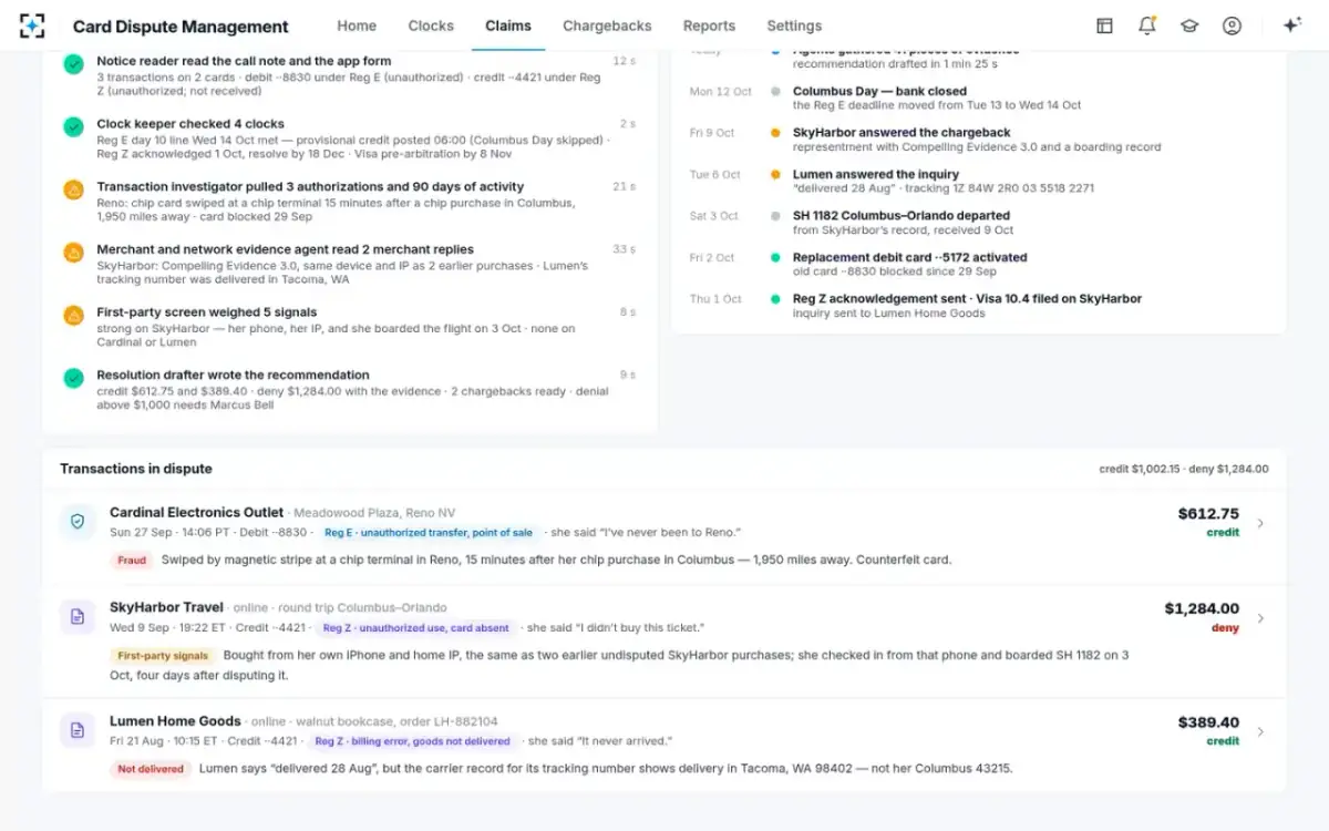Card Dispute Management — Investigation run