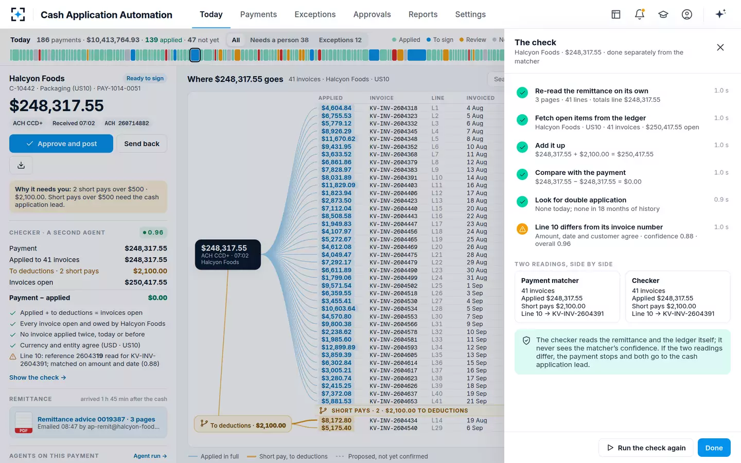 Cash Application Automation — The check, done separately