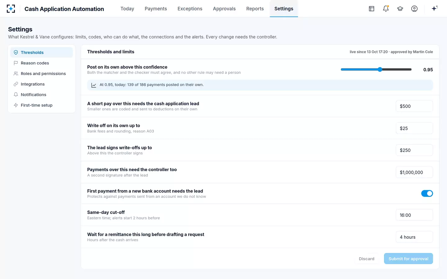 Cash Application Automation — Your limits