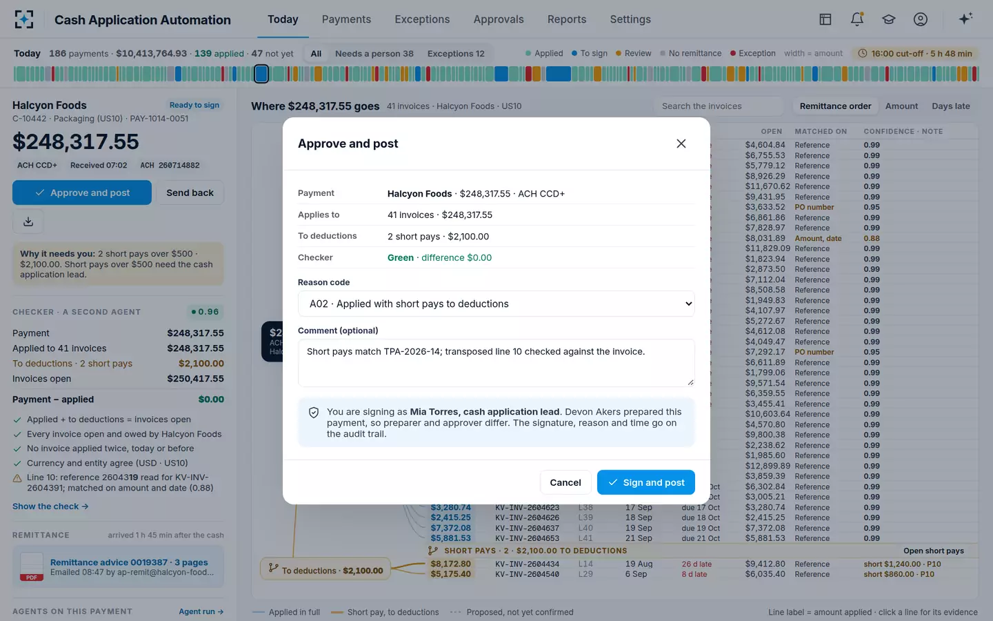 Cash Application Automation — Approve and post