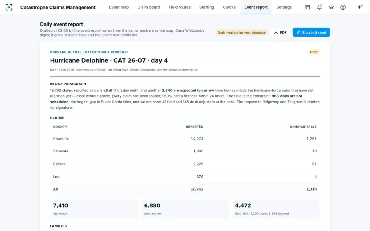 Catastrophe Claims Management — The daily event report