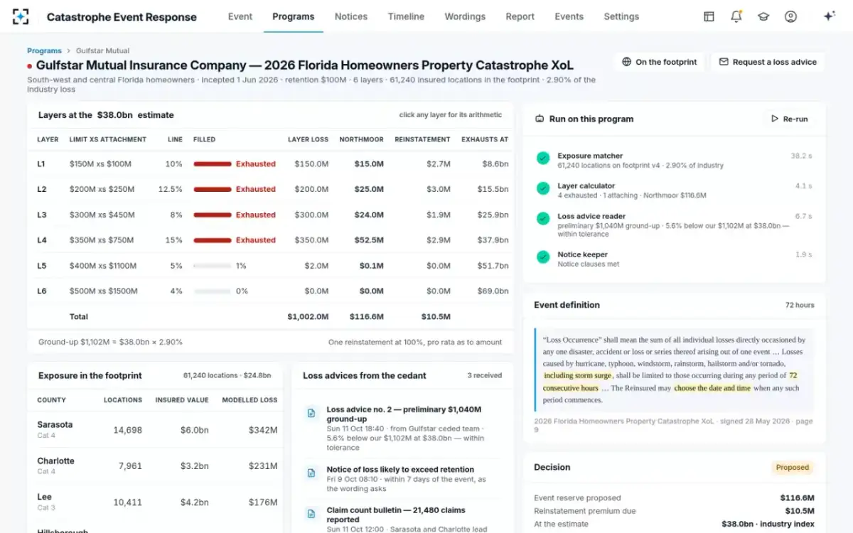 Catastrophe Event Response — One program