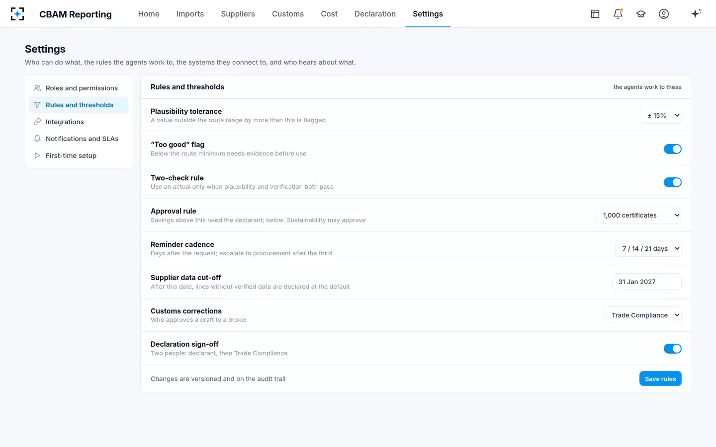 CBAM Reporting — Rules and thresholds