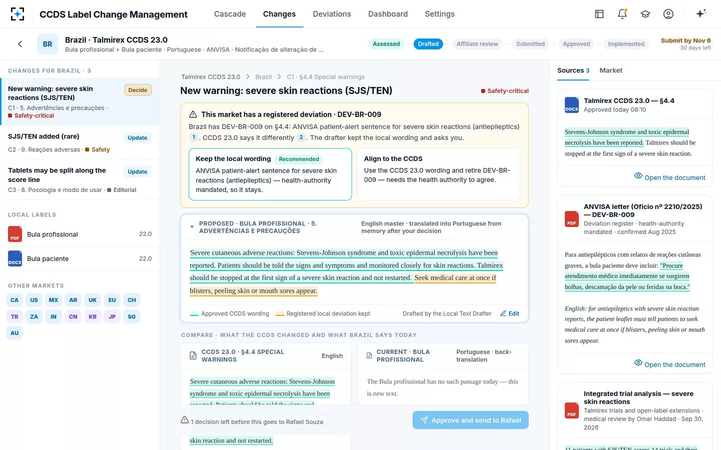CCDS Label Change Management — The country task