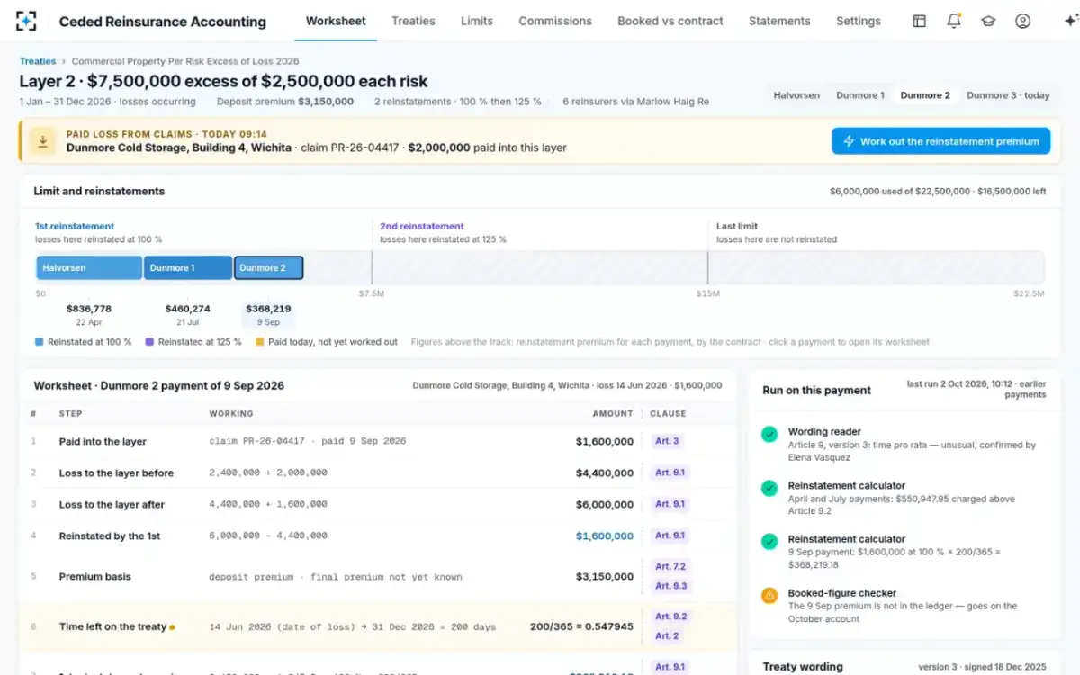 Ceded Reinsurance Accounting — The worksheet