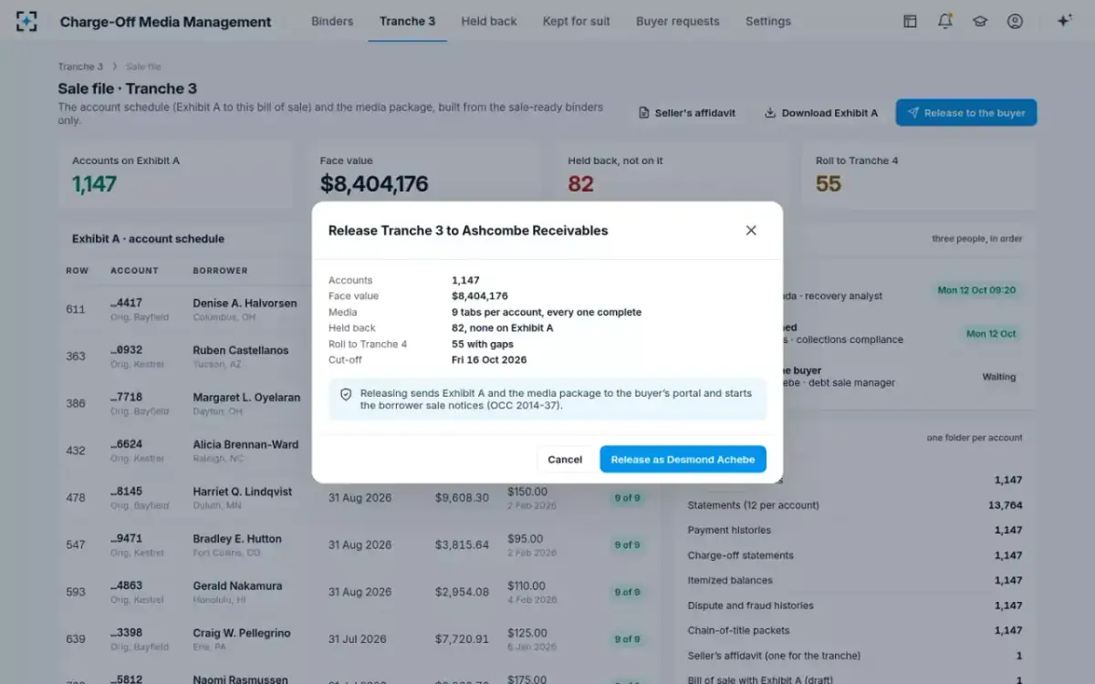 Charge-Off Media Management — Release to the buyer