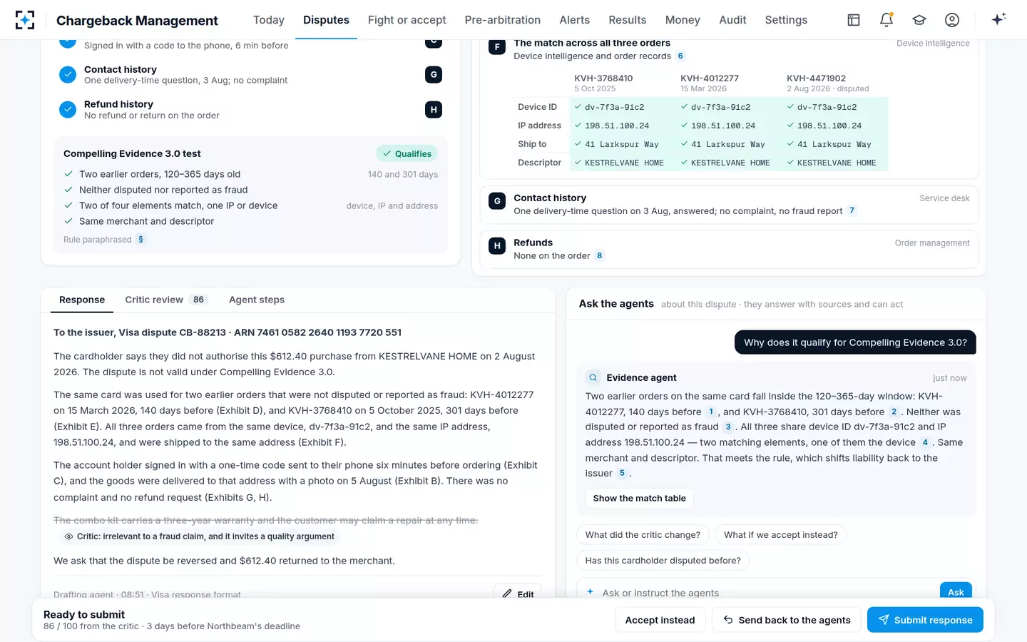 Chargeback Management — Response, critic and questions