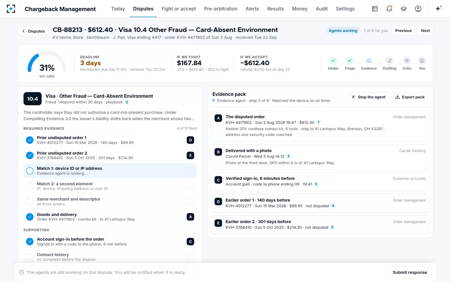 Chargeback Management — Agents at work on a dispute
