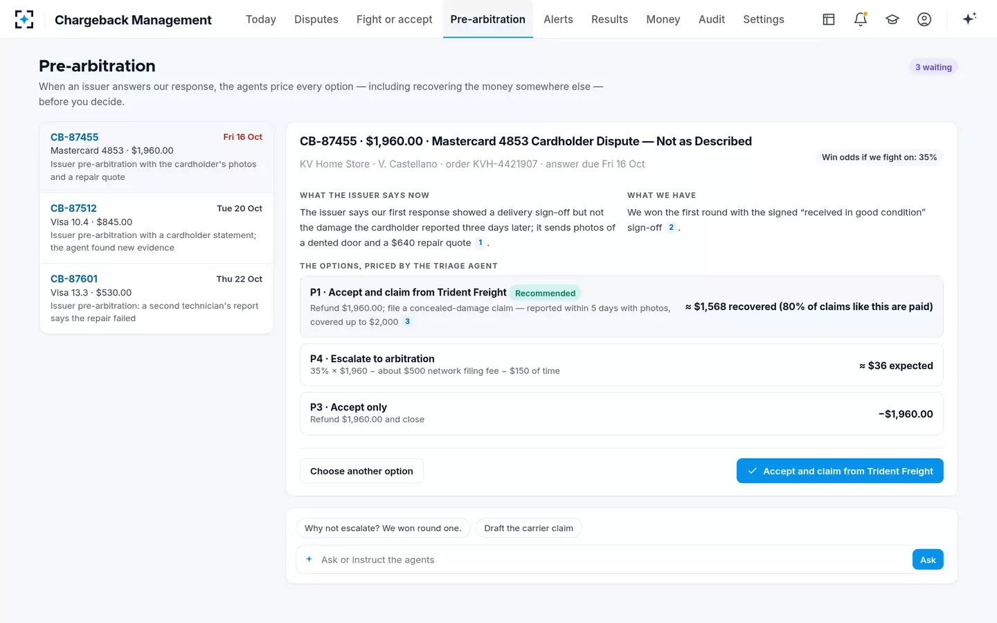 Chargeback Management — Pre-arbitration