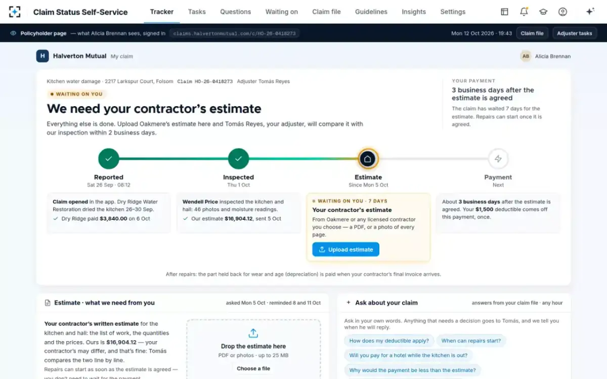 Claim Status Self-Service — The policyholder’s tracker