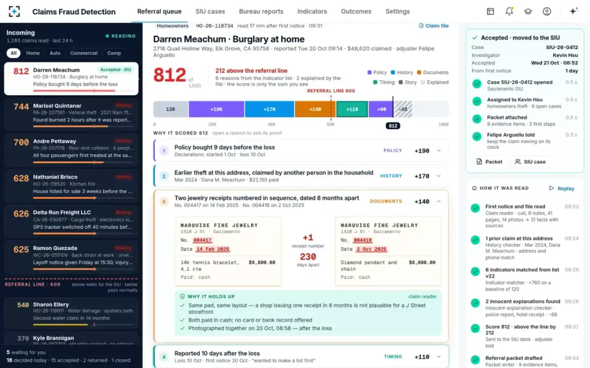 Claims Fraud Detection — Accepted to the SIU