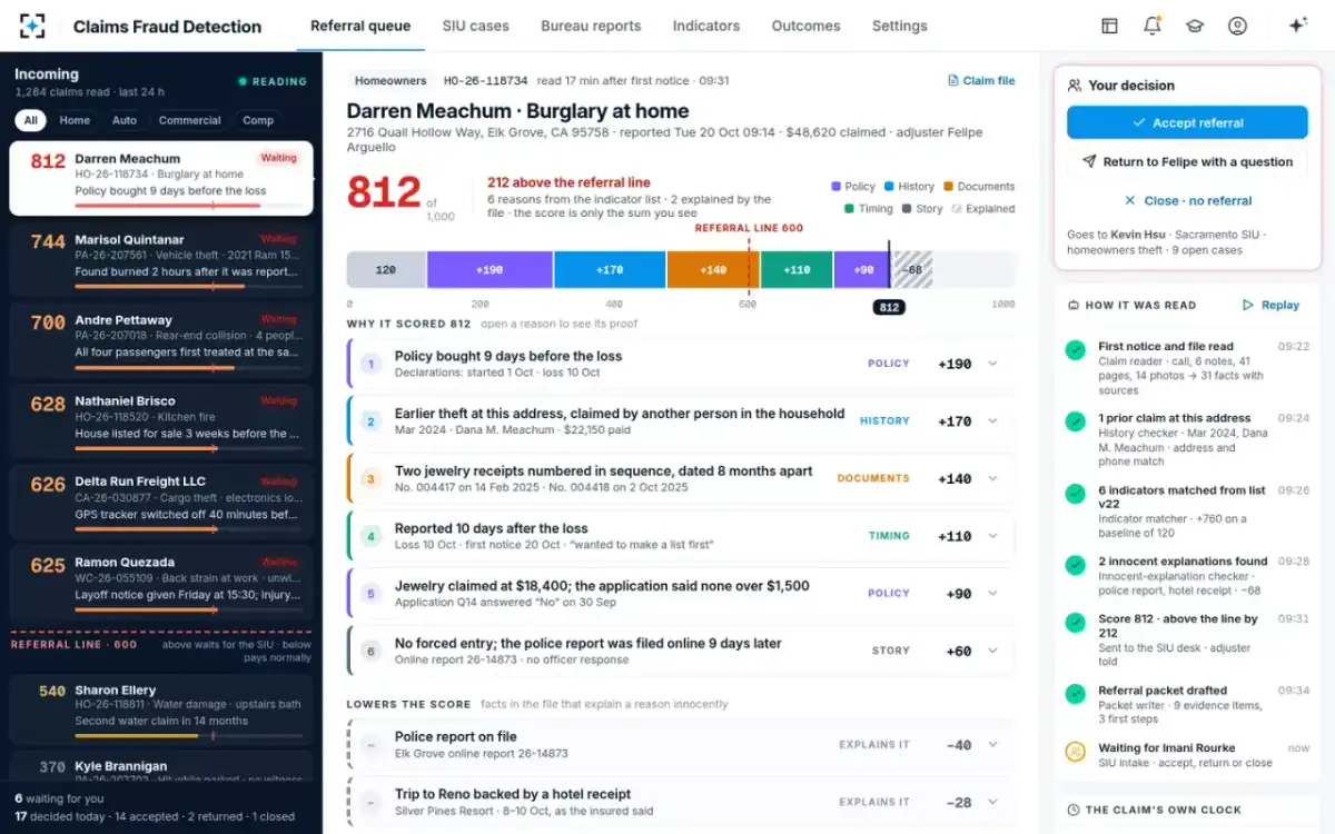 Claims Fraud Detection — Referral queue
