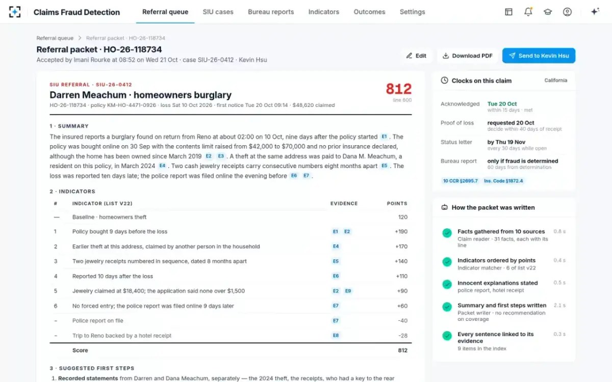 Claims Fraud Detection — The referral packet