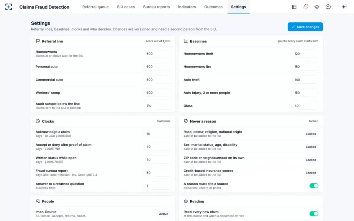 Claims Fraud Detection — Settings