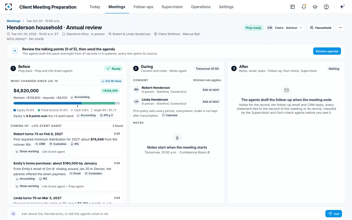 Client Meeting Preparation — The client review meeting folio