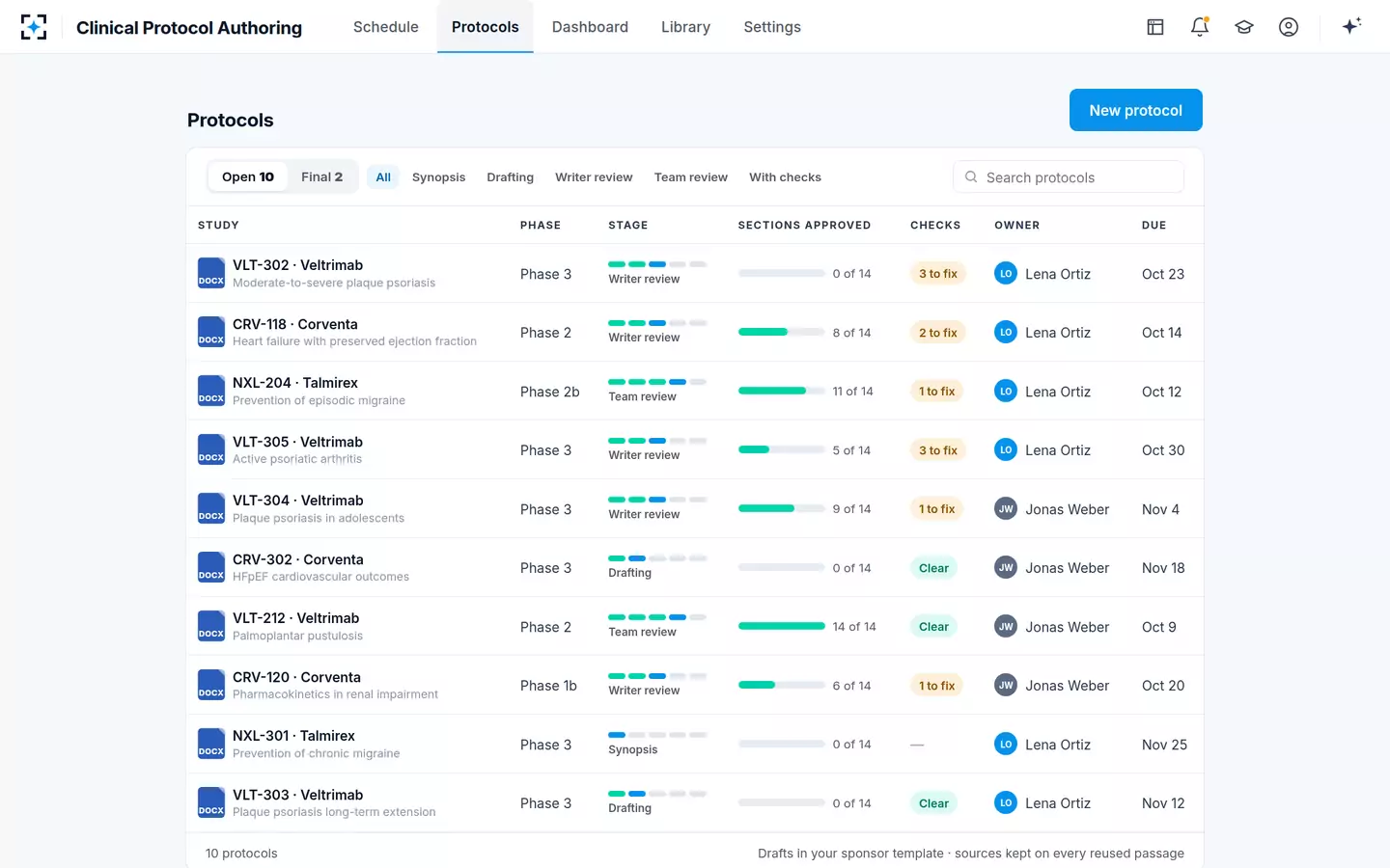 Clinical Protocol Authoring — Protocols