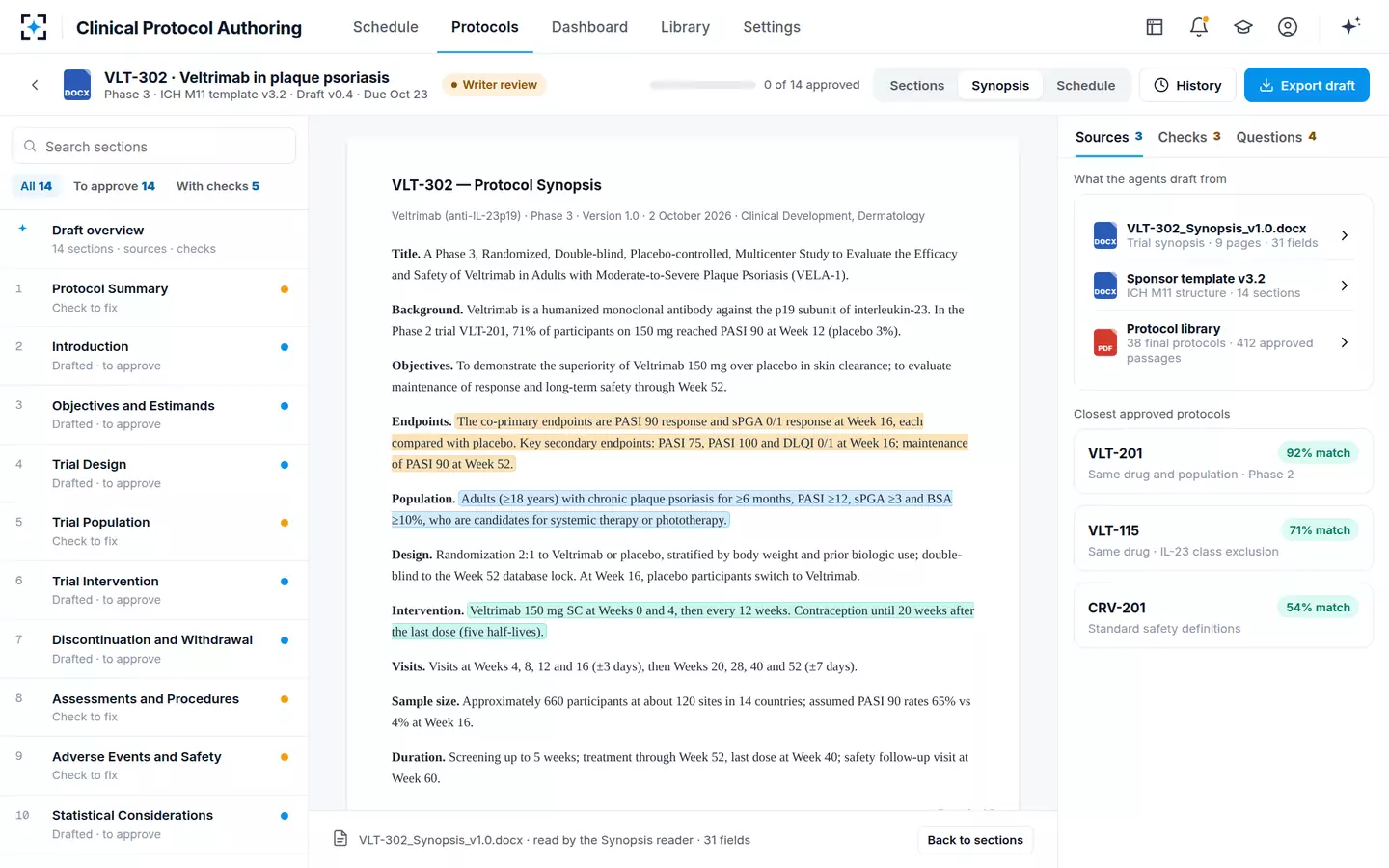 Clinical Protocol Authoring — The synopsis, read