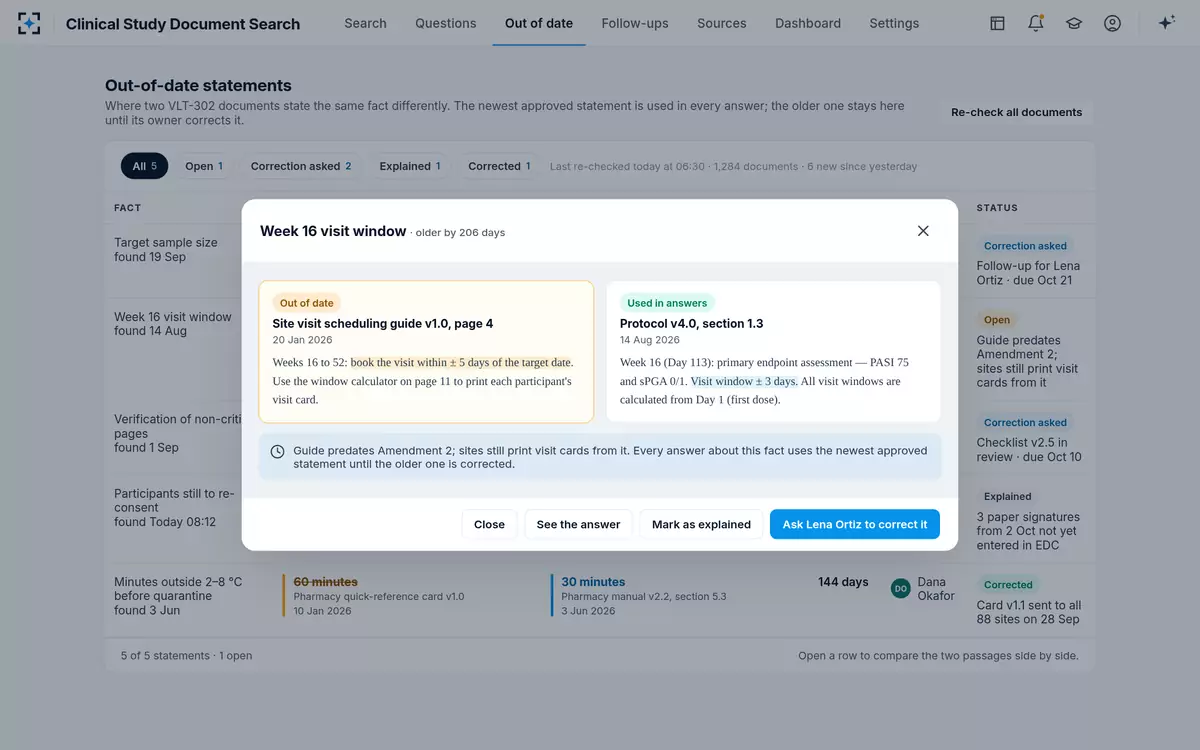 Clinical Study Document Search — Side-by-side compare