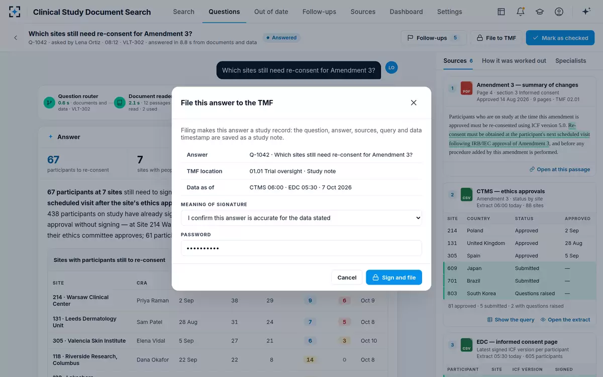 Clinical Study Document Search — File to the TMF