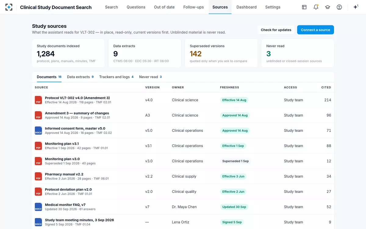 Clinical Study Document Search — Study sources