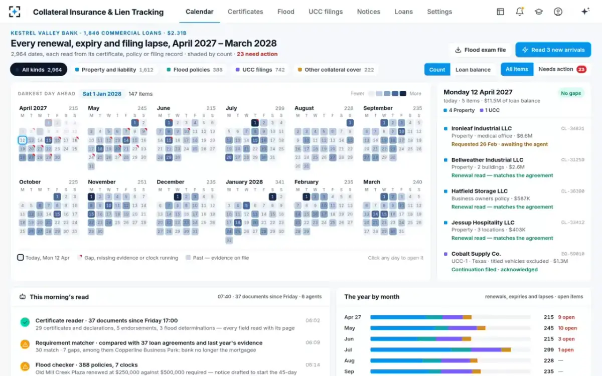 Collateral Insurance & Lien Tracking — The calendar