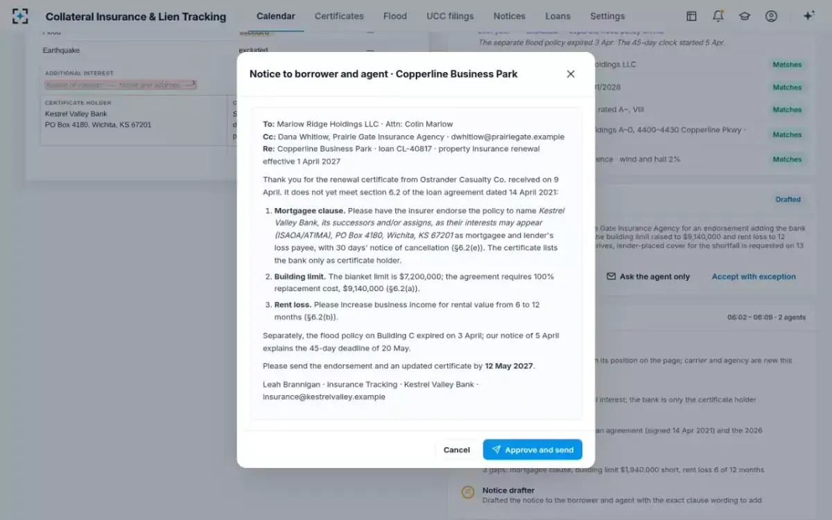 Collateral Insurance & Lien Tracking — The drafted notice