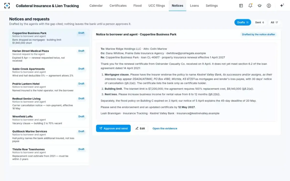 Collateral Insurance & Lien Tracking — Notices and requests