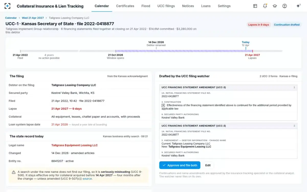 Collateral Insurance & Lien Tracking — The filing