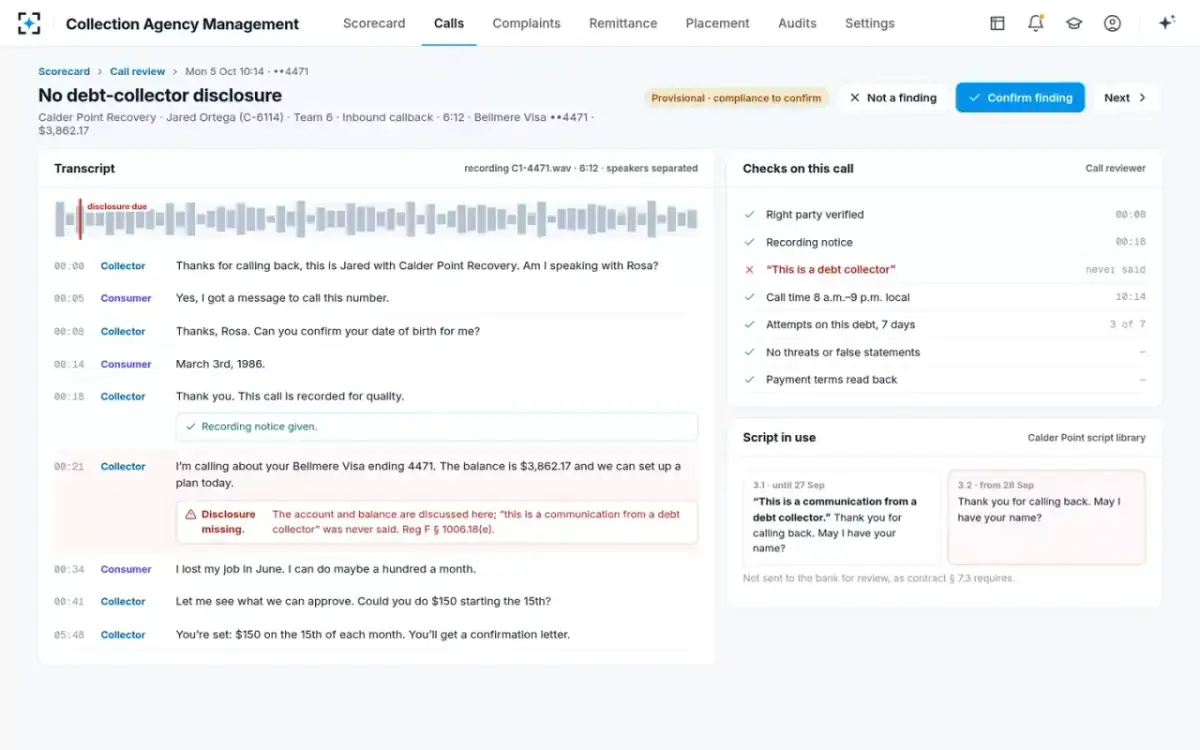 Collection Agency Management — One call, line by line