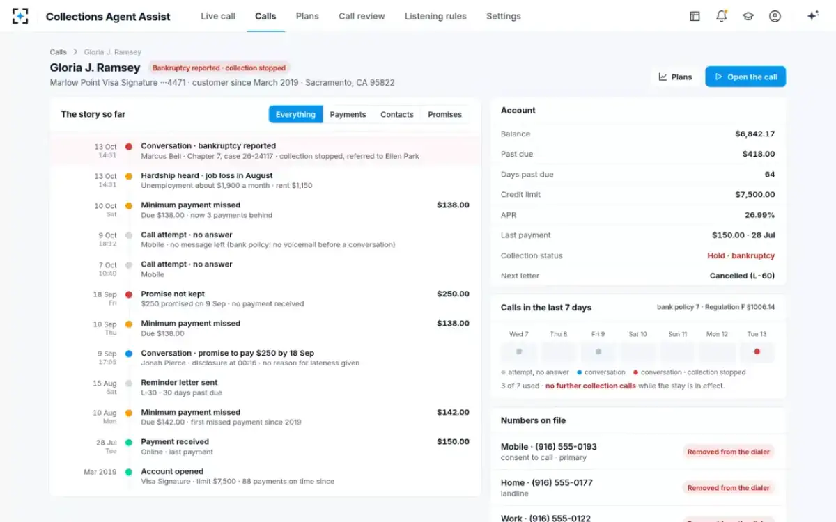 Collections Agent Assist — The account