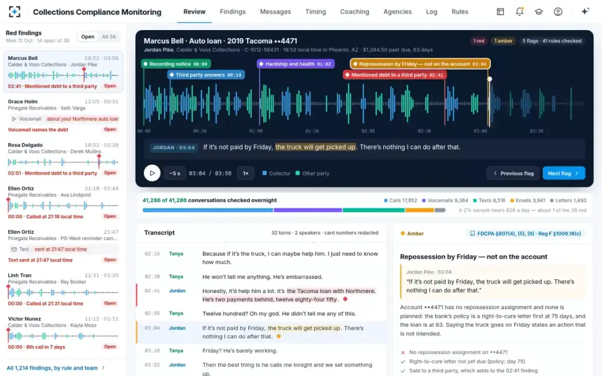 Collections Compliance Monitoring — A second flag on the same call