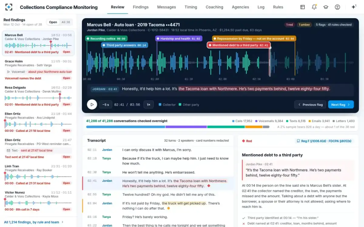 Collections Compliance Monitoring — Waveform review