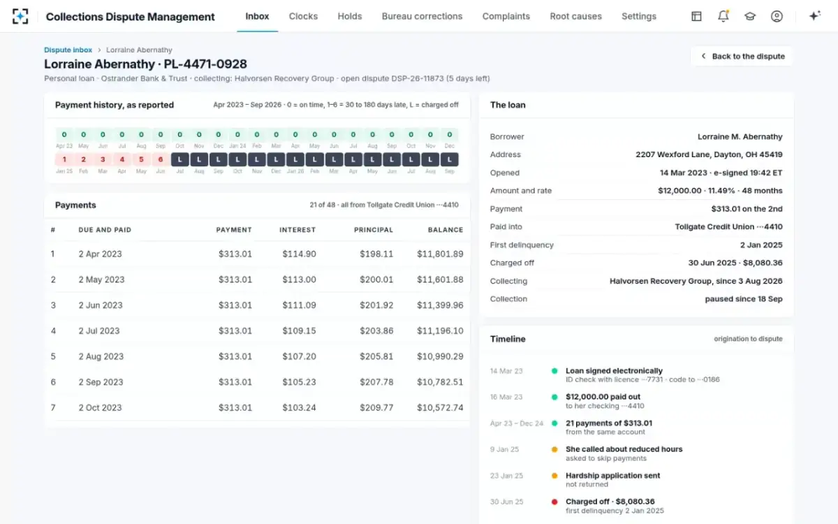 Collections Dispute Management — The account file