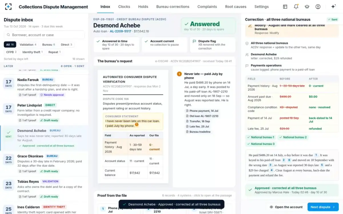 Collections Dispute Management — Corrected at all three bureaus