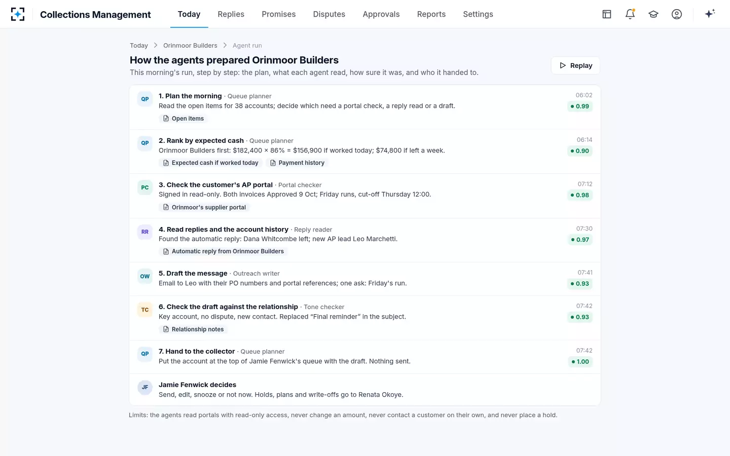 Collections Management — The agent run