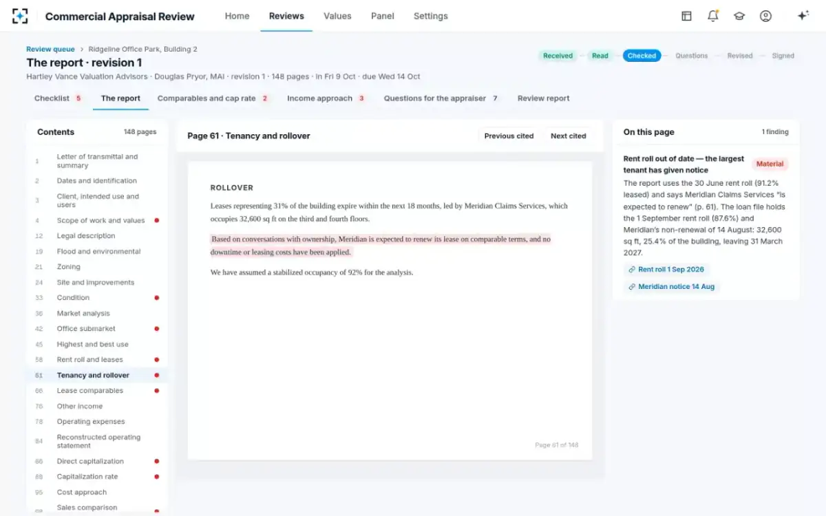 Commercial Appraisal Review — The report, page by page