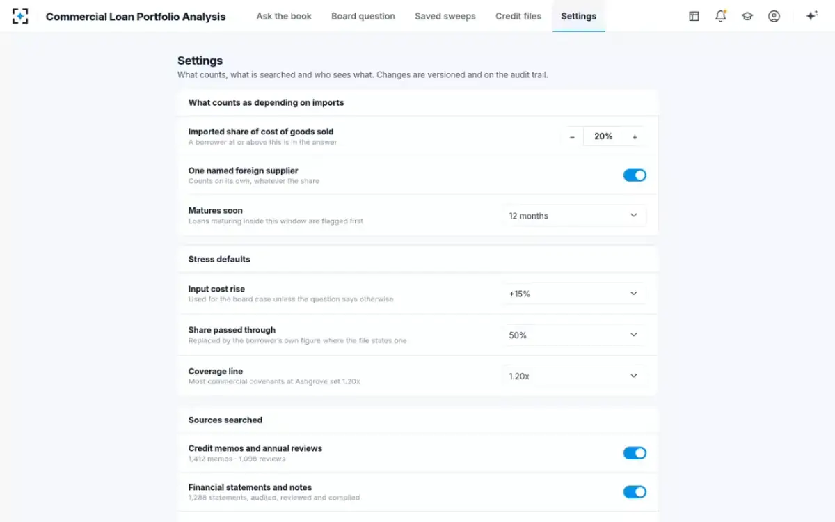 Commercial Loan Portfolio Analysis — Your policy as settings