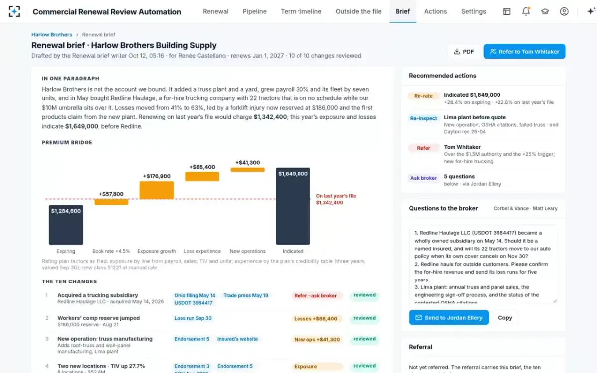 Commercial Renewal Review Automation — Renewal brief