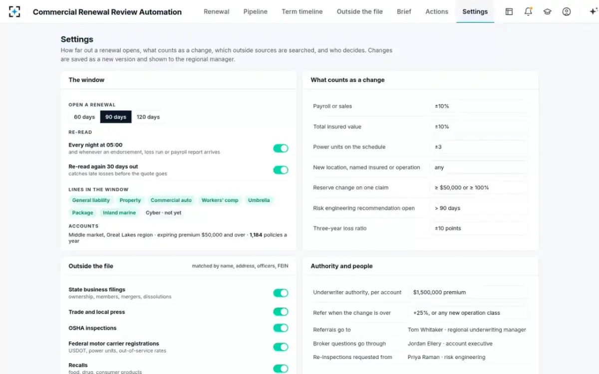 Commercial Renewal Review Automation — Your renewal rules