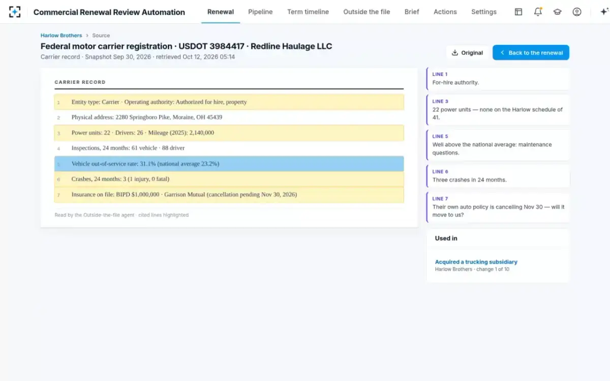 Commercial Renewal Review Automation — The source
