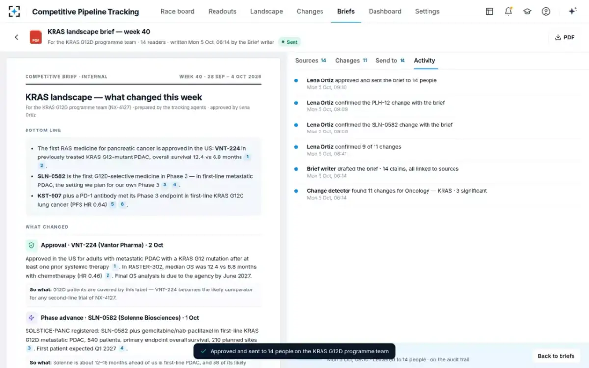 Competitive Pipeline Tracking — Sent, on the record