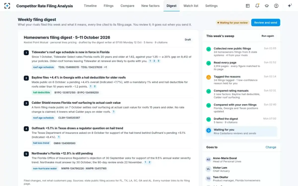 Competitor Rate Filing Analysis — The weekly digest