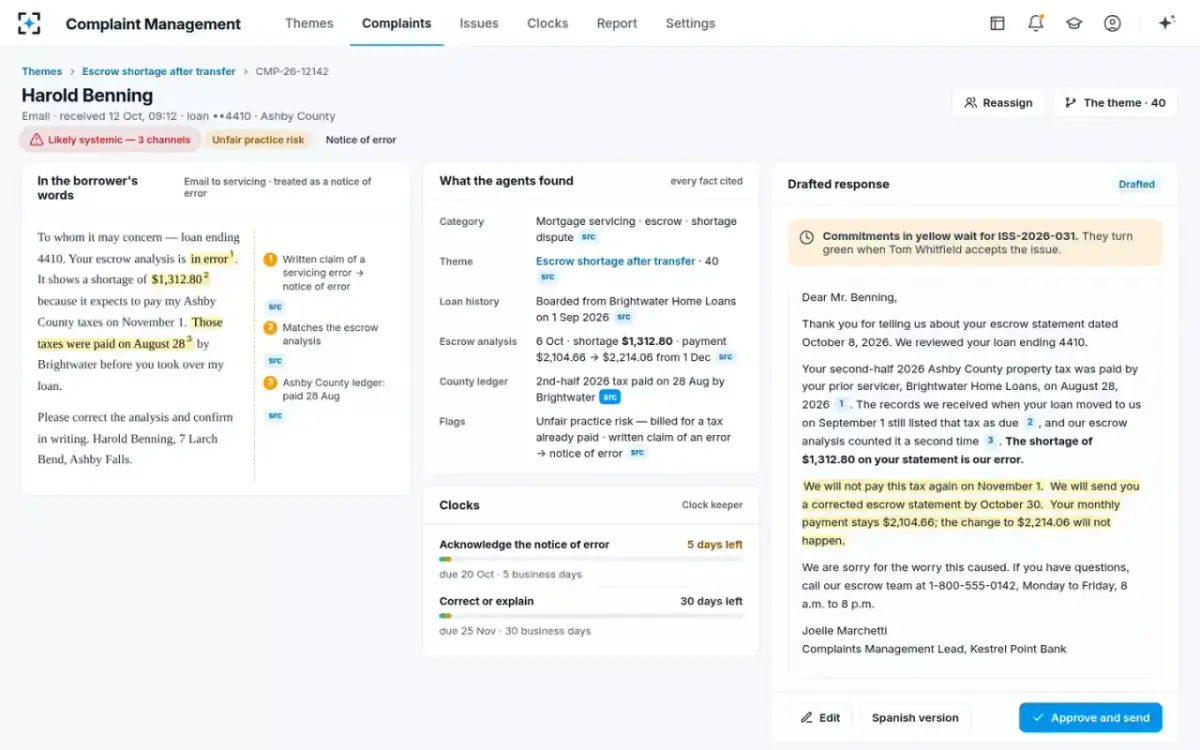 Complaint Management — Notice of error