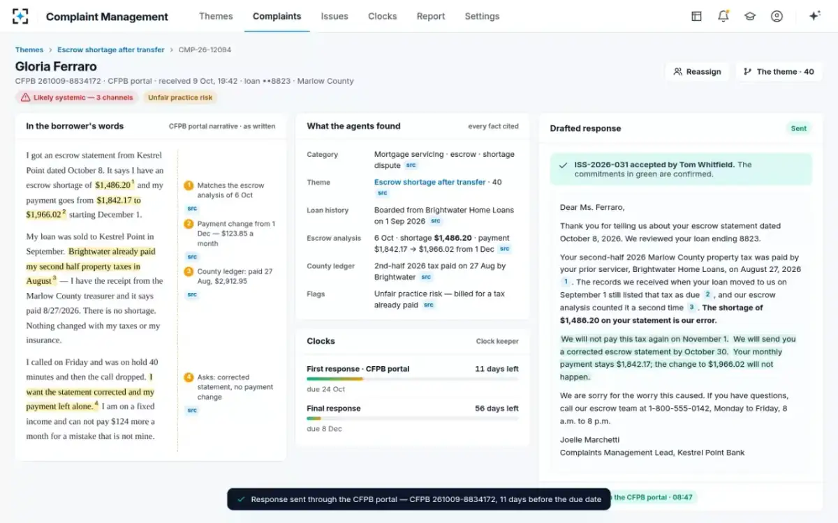 Complaint Management — Response sent