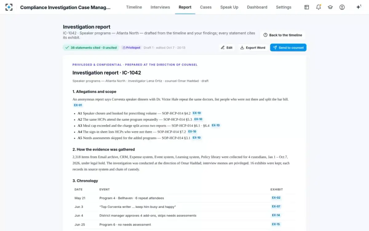 Compliance Investigation Case Management — The cited report