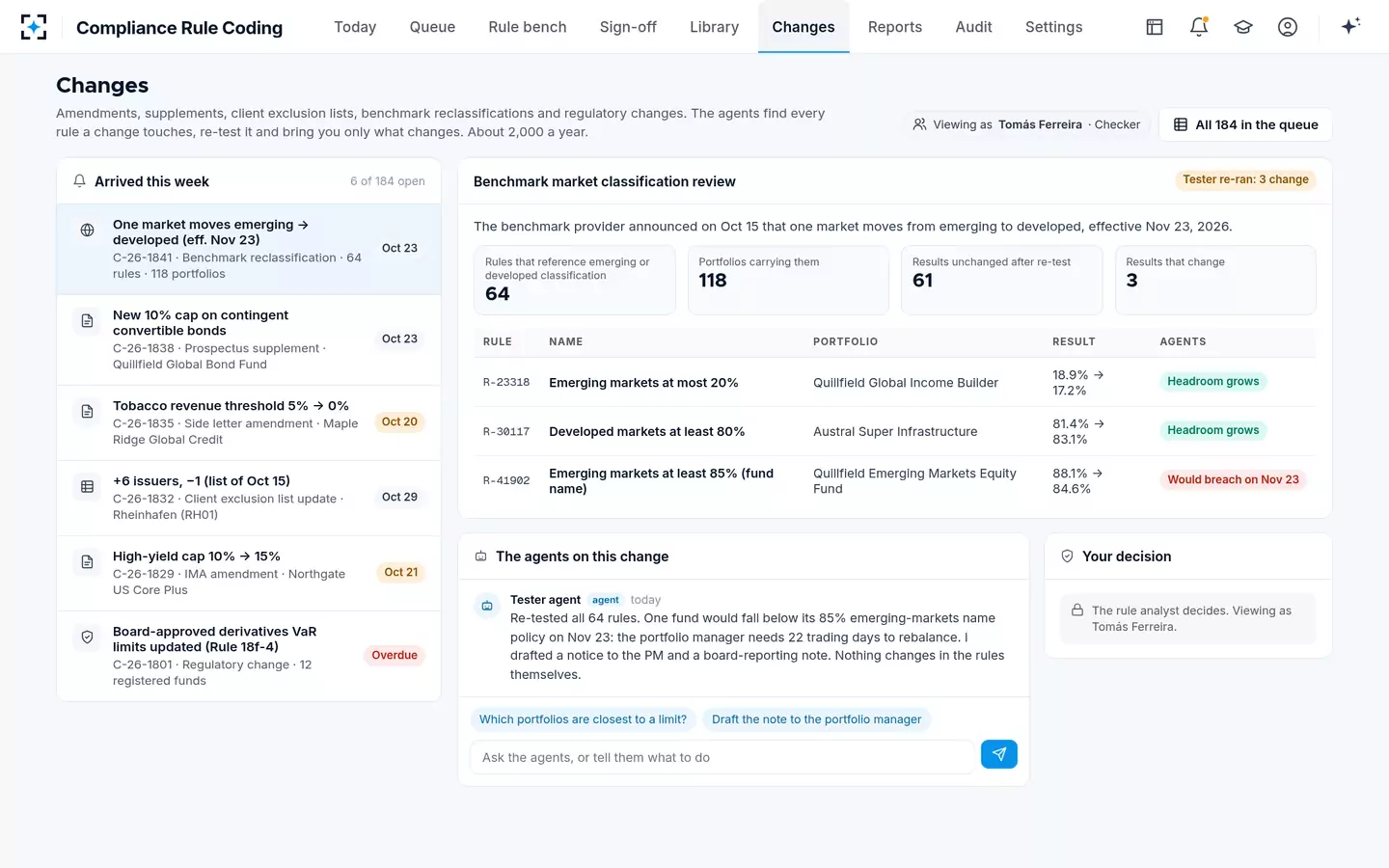 Compliance Rule Coding — Change impact