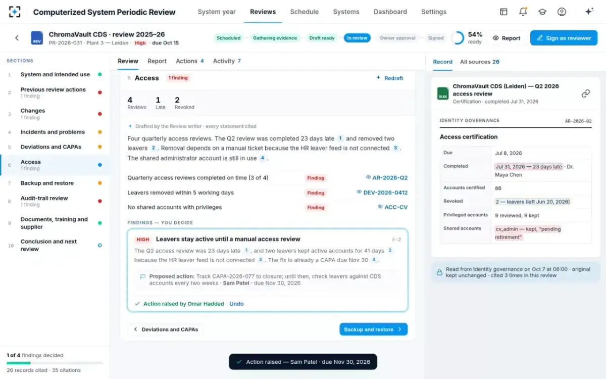 Computerized System Periodic Review — Deciding a finding