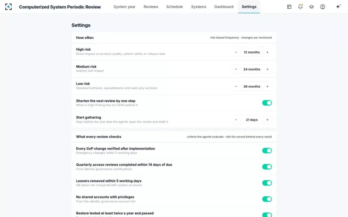 Computerized System Periodic Review — Your rules